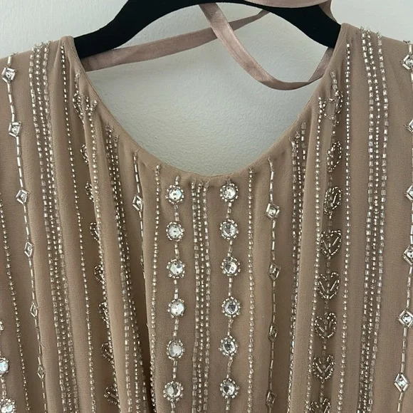 Mac Duggal Beaded Cap Sleeve Column Dress - Picture 5 of 10